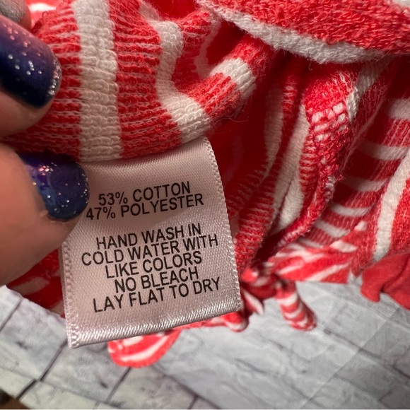 Gibson Women’s Long Sleeve Lightweight terry Cloth Shirt Side Tie Striped Medium - Picture 5 of 8